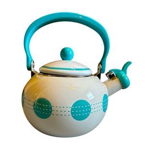 CORELLE Coordinates 2 Qt Whistling Tea Kettle South Beach Turquoise Polka Dots